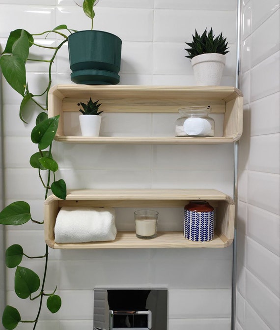 Floating Wooden Wall Shelves | Minimalist Banyo Rafı | Rustik ve Modern Dekor