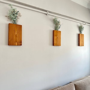 Gran bolsillo de pared de madera/jarrón colgante de madera para vegetación o flores secas estante de flores secas