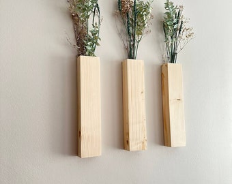 Wooden Wall Pocket | Wooden Hanging Vase for Greenery or Dried Flowers dry flower rack