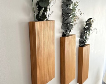 Handmade Pine Wood Wall Pocket | Dried Flower Vase