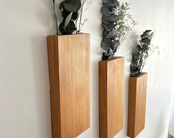 MIDDLE  Wooden Wall Pocket | Wooden Hanging Vase for Greenery or Dried Flowers dry flower rack