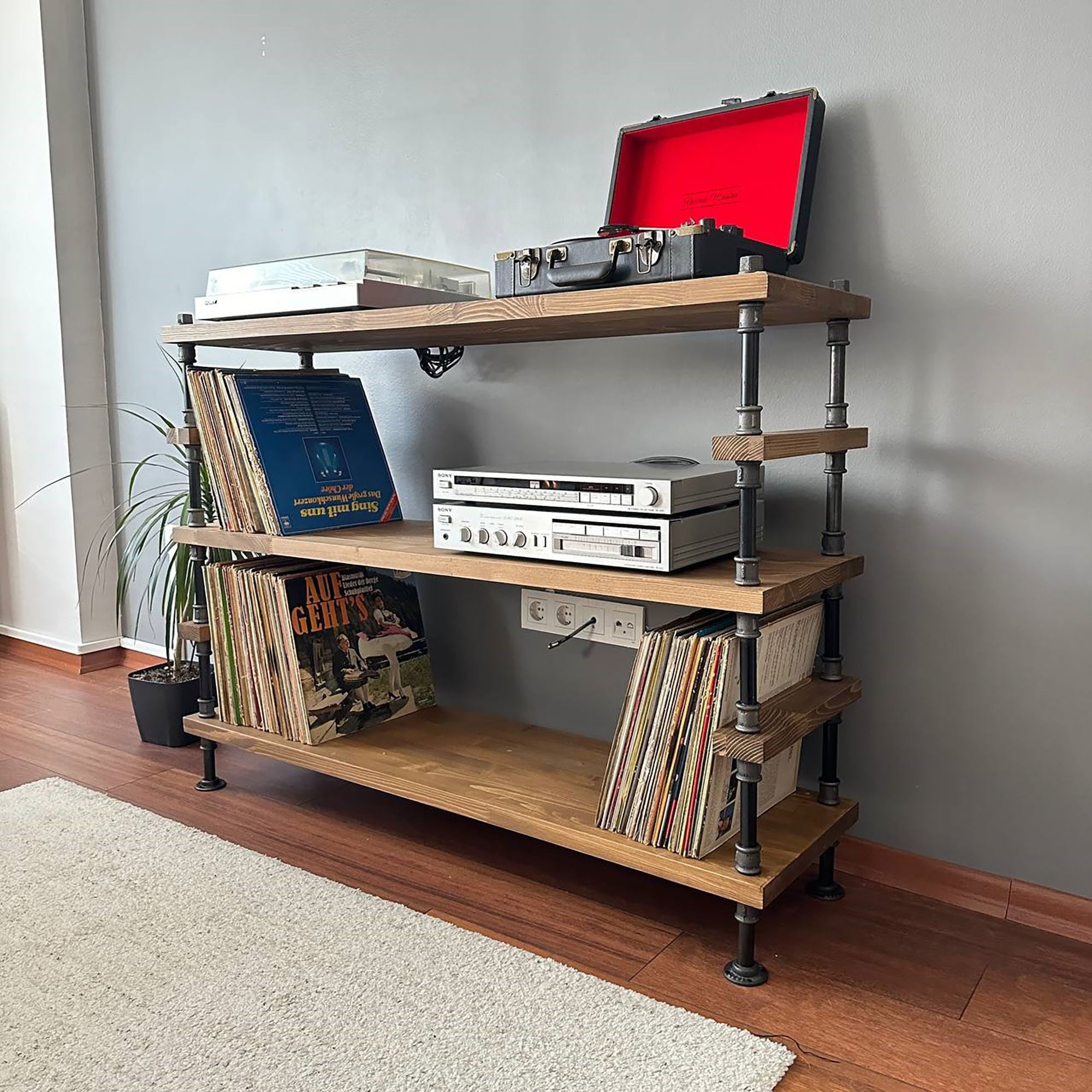 Solid Wood Record Player Stand, Modern Vinyl Storage - Etsy Australia