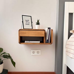 Nachtkastje met lade, gratis verzending, zwevend nachtkastje, nachtkastje voor aan de muur