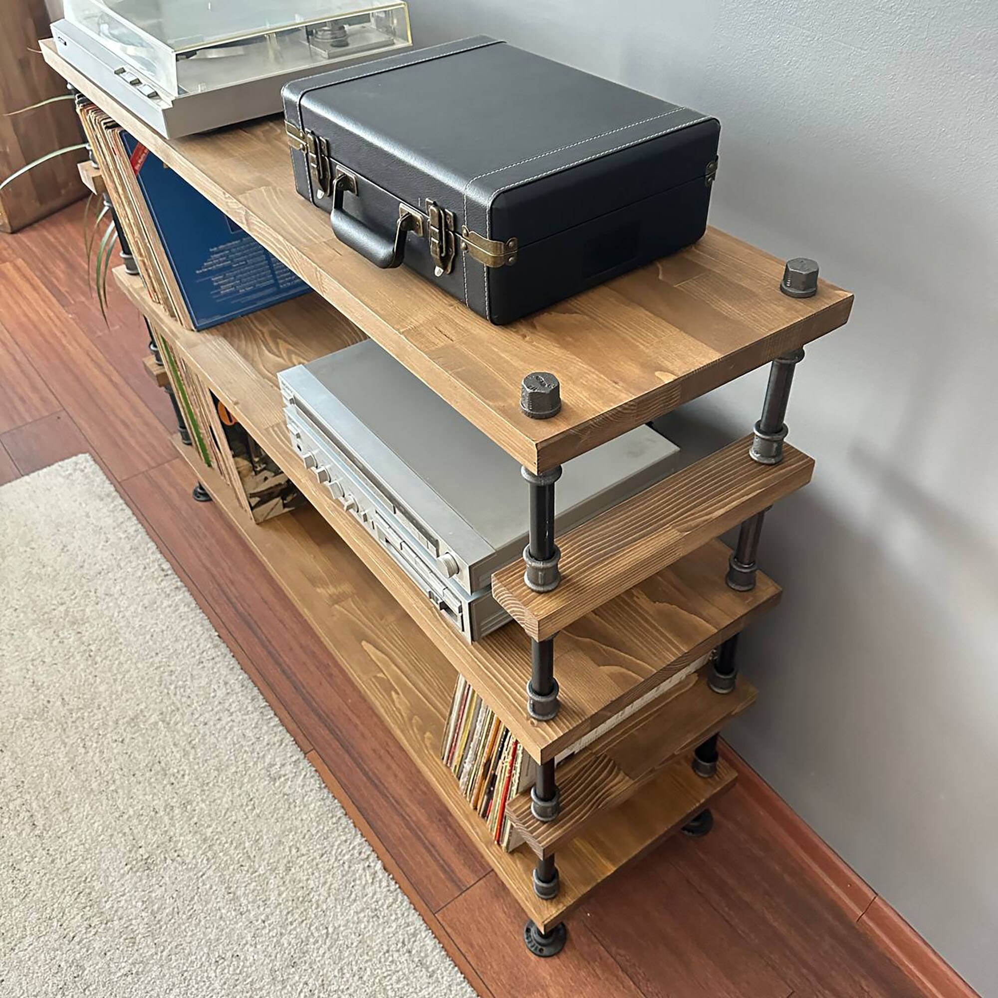 Solid Wood Record Player Stand, Modern Vinyl Storage - Etsy Australia