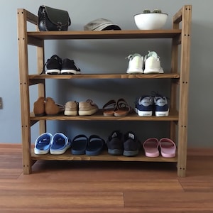 Rustic Torched Wood Wall Mounted/Freestanding Entryway Shoe Rack