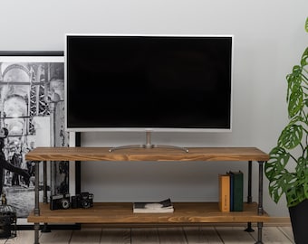 Industrial Wood and Metal TV Stand: Rustic Media Console