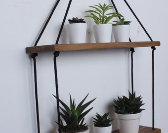 Plant Rack (2 Tier) | Window Floating Shelves | Tiered Planter | Tiered Wall Shelf | Rope Racks
