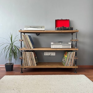 Solid Wood Record Player Stand/ Modern Wood Record Storage