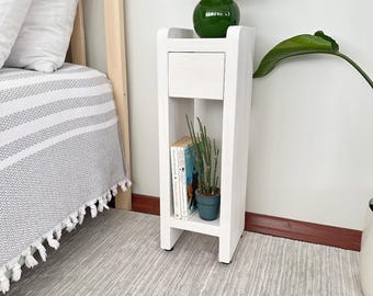 Handmade Natural Wood Nightstand, Narrow Floating Shelf