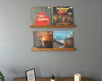 Hardwood Record Shelf, Vinyl Display Ledge, Album Art