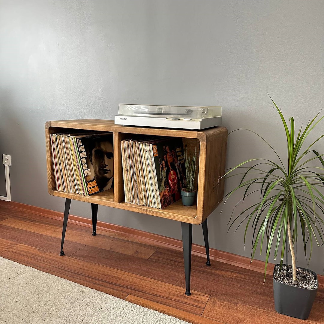 Solid Wood Record Player Stand/ Modern Wood Record Storage Etsy