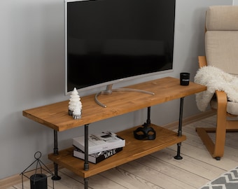 Wood and Metal Industrial TV Stand | Media Console