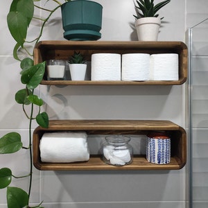 Free shipping Floating Wooden Box Rack | Bathroom Shelf Organizer | Wall Decor Storage | display shelf