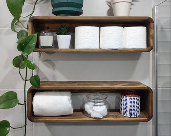 Free shipping Floating Wooden Box Rack | Bathroom Shelf Organizer | Wall Decor Storage | display shelf