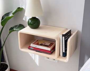 Floating Nightstand with Drawer, Wall Mounted Bedside Shelf