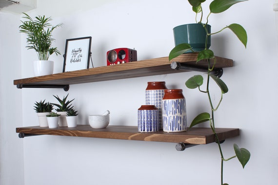 Chill House Waney/Live Edge Mensola Galleggiante Rustica 30cm X 4.4cm, Rovere Scuro, 120cm - Foto 6