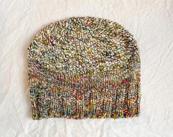 Handmade Thin Two-Texture Beanie Using 100% Handspun Wool