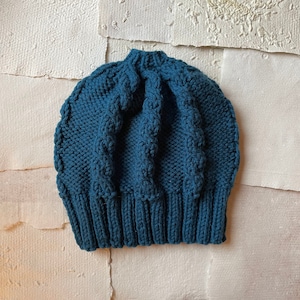 Handmade Ponytail Cable Hat Using 100% Acrylic Yarn