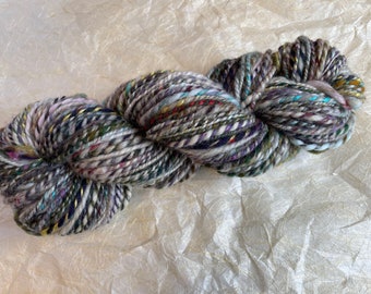 Handspun Bright Forest Floor Wool Yarn Using Recycled Textile Waste