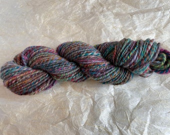 Handspun Colorful Rainy Streets Wool Blend Yarn Using Recycled Textile Waste