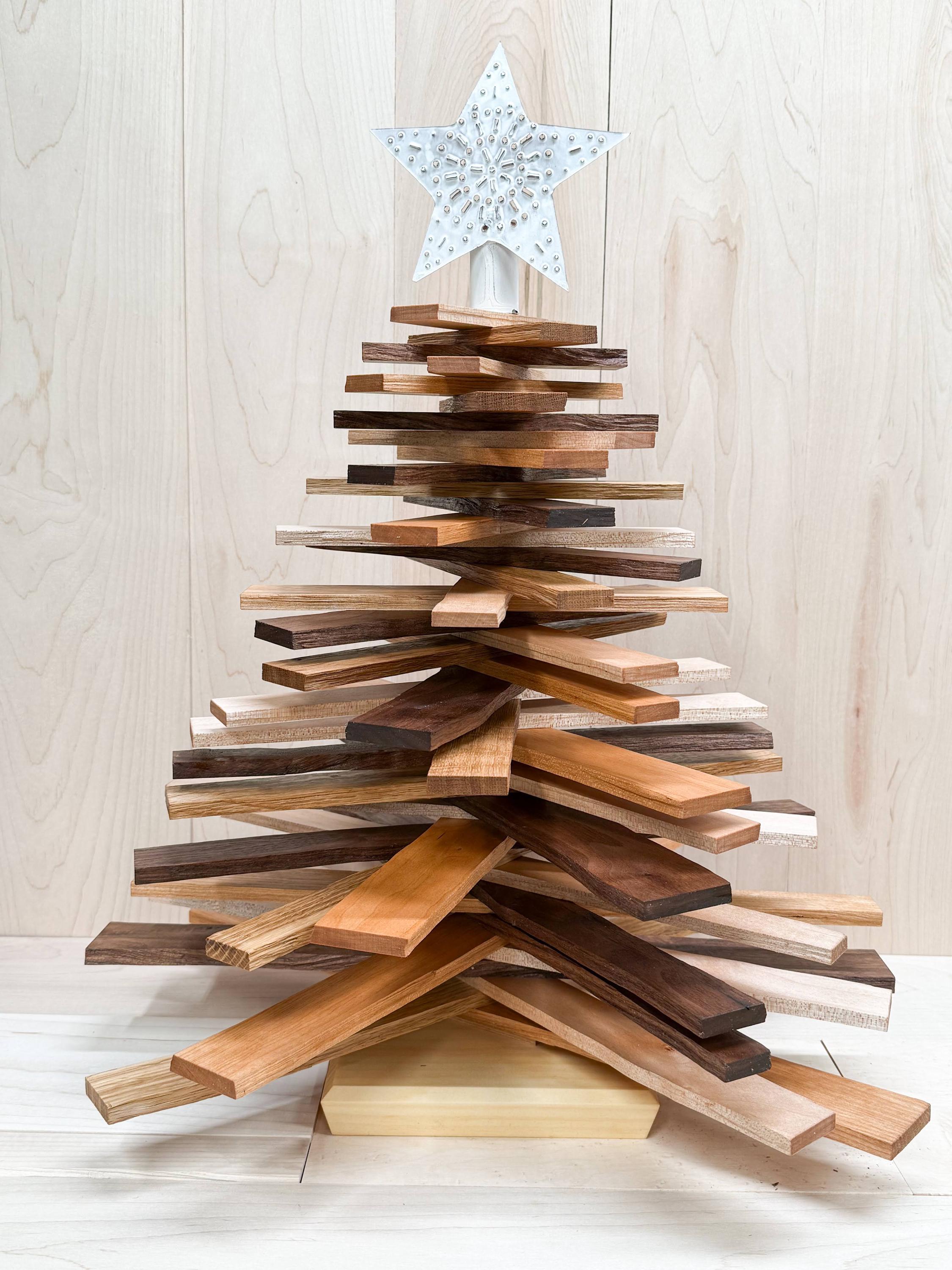 Handmade Table-top Festive Tree With Tin Star Topper Using Hand-split ...