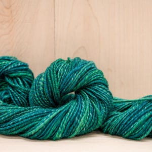 Handspun Sea Green Worsted/DK Yarn Using 100% Wool
