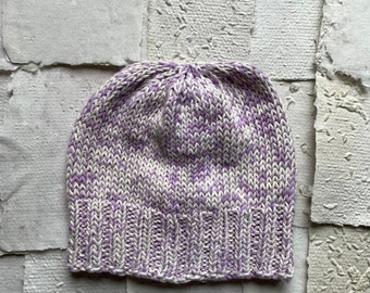 Handmade Lavender Fields Beanie for Spring Using 100% Recycled Cotton Yarn