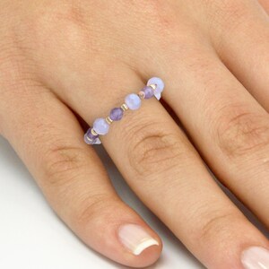 Delicate finger ring with amethyst and gold-plated accents - lovingly packaged in a heart-shaped gift box - I love you