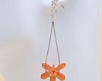 Earrings with real orchid, orchid, drop earrings, orchid, silver earrings, stud earrings, mini orchid, natural jewelry, floral jewelry, orchid