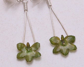 Earrings with real orchid, orchid, drop earrings, orchid, silver earrings, stud earrings, mini orchid, natural jewelry, floral jewelry, orchid