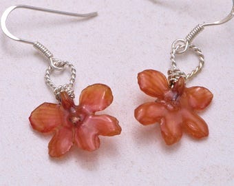 Earrings with real orchid, orchid, drop earrings, orchid, silver earrings, stud earrings, mini orchid, natural jewelry, floral jewelry, orchid