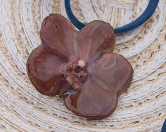 Jewelry pendant with real mini orchid, burgundy red / beige / brown orchid, orchid pendant, jewelry orchid, orchid, necklace,