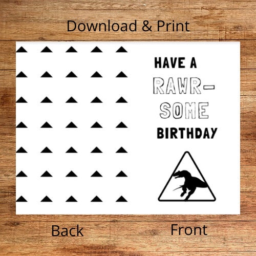 Dinosaur Birthday Card, Printable Birthday Card, for Dinosaur Enthusiasts - Etsy