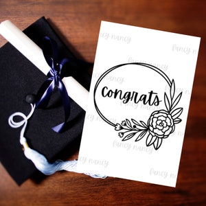Tarjeta de Felicitación Floral, para Celebraciones, para Graduación, para Graduados, para Recién Casados