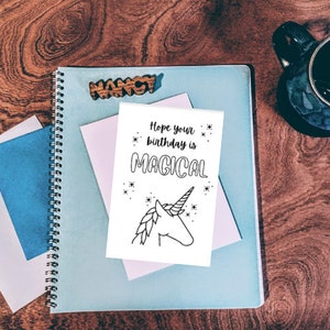 Unicorn Birthday Card, Printable Unicorn Card, Magical Birthday Greeting Card