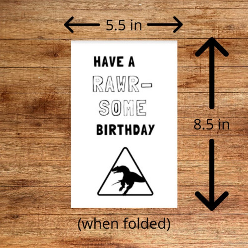 Dinosaur Birthday Card, Printable Birthday Card, for Dinosaur ...