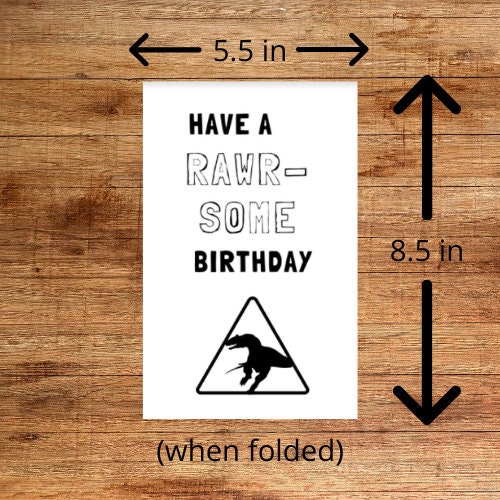 Dinosaur Birthday Card, Printable Birthday Card, for Dinosaur ...