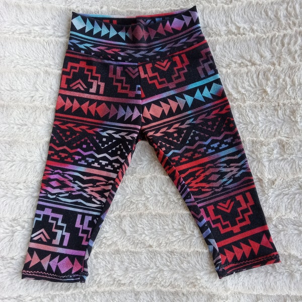 Handmade. Size 6-9 months. Aztec Tie dye Leggings. Red/Purple/Blue/Black.