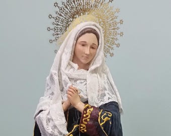 Our Lady of Sorrows Statue 12.5" | Handmade Catholic Altar Decor & Devotional Gift