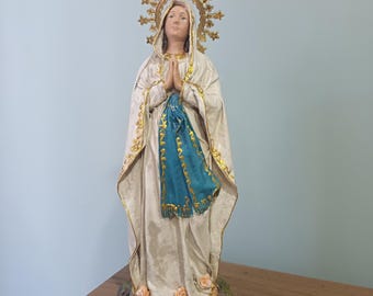 Hand-Painted Our Lady of Lourdes Statue | Catholic Gift, 13"