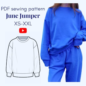 June Jumper Sewing Pattern – Oversized Crew Neck Sweatshirt Loungewear (Instant Download)