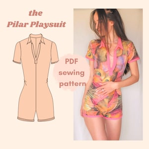 sewing pattern - the Pilar Playsuit - playsuit sewing pattern, romper sewing pattern