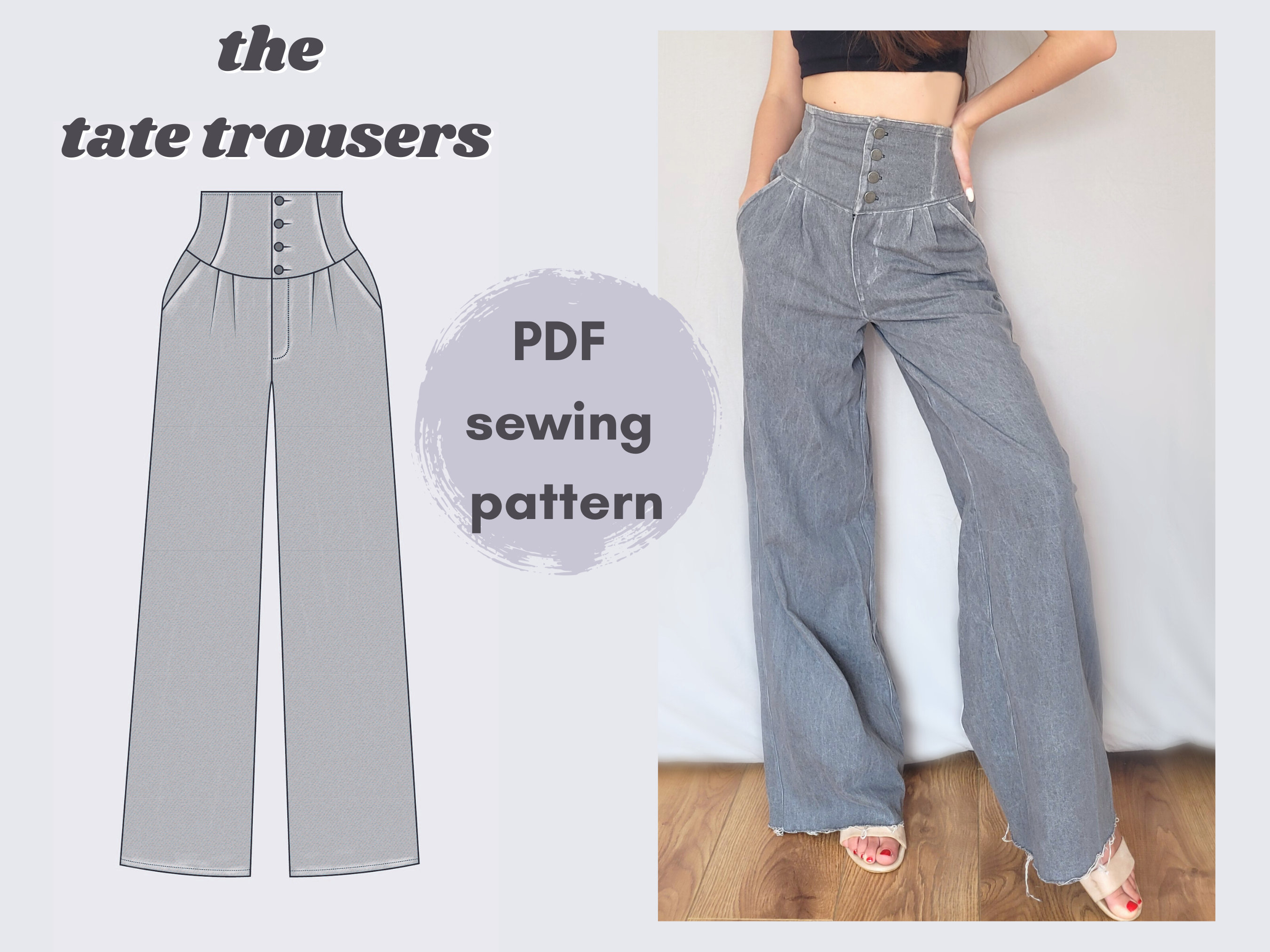 Sewing Pattern the Tate Trousers Corset Jeans Sewing - Etsy