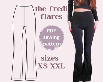 sewing pattern - the Fredi Flares - flared leggings pants sewing pattern - flares sewing pattern