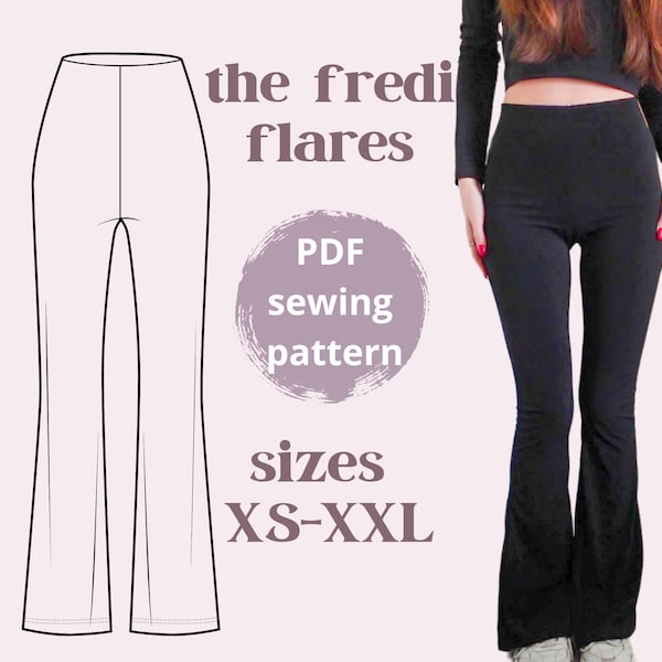 Patron de couture Fredi Flares - Patron de pantalons leggings évasés - Modèle de pantalons flare