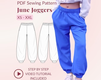The June Joggers Sewing Pattern - Oversized Sweatpants, Instant Download - Sizes XS - XXL