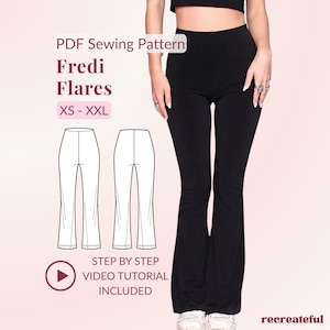 The Fredi Flares Sewing Pattern - PDF Pattern Sewing Pattern for Flared Leggings - Sizes XS - XXL