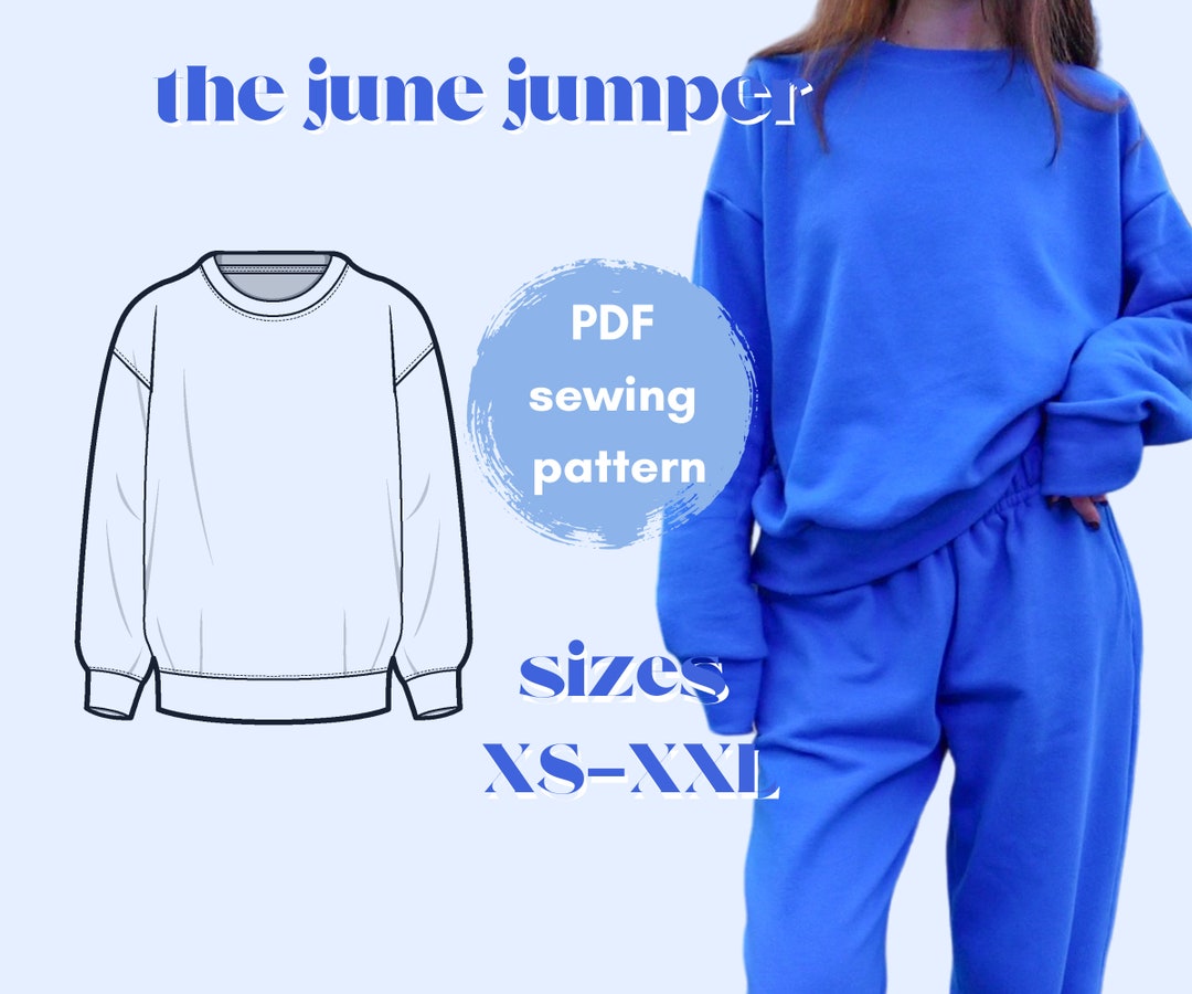 Sewing Pattern the June Jumper Crew Neck Jumper Sewing Pattern, Sweatshirt Sewing Pattern Etsy UK