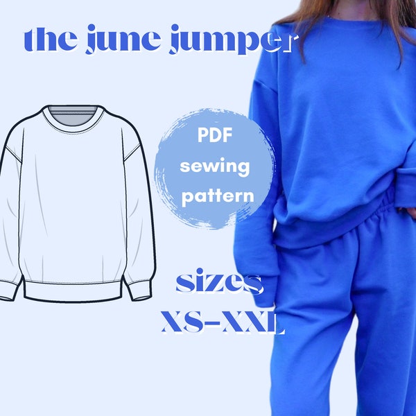 sewing pattern - the June Jumper - crew neck jumper sewing pattern, sweatshirt sewing pattern