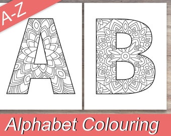 26 Printable Alphabet Colouring Pages For Kids, ABC Colouring, Colouring Book Worksheets, Preschool Printables, Kindergarten Homeschool PDF